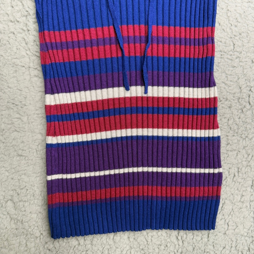 Arizona Jeans ribbed lace up striped sweater top blue purple white size S Y2K - Picture 5 of 8